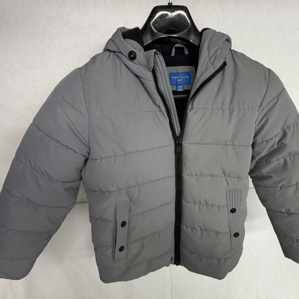 Perry Ellis Boys Fleece Lined Puffer Jacket Winter Insulated Outerwear Sz 10/12